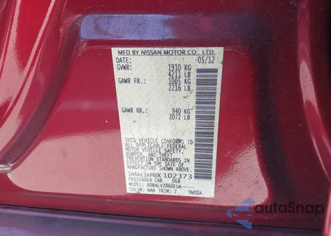 2013 Nissan Altima 2.5 Sl z USA, uszkodzony, nr VIN 1N4AL3AP6DC102373